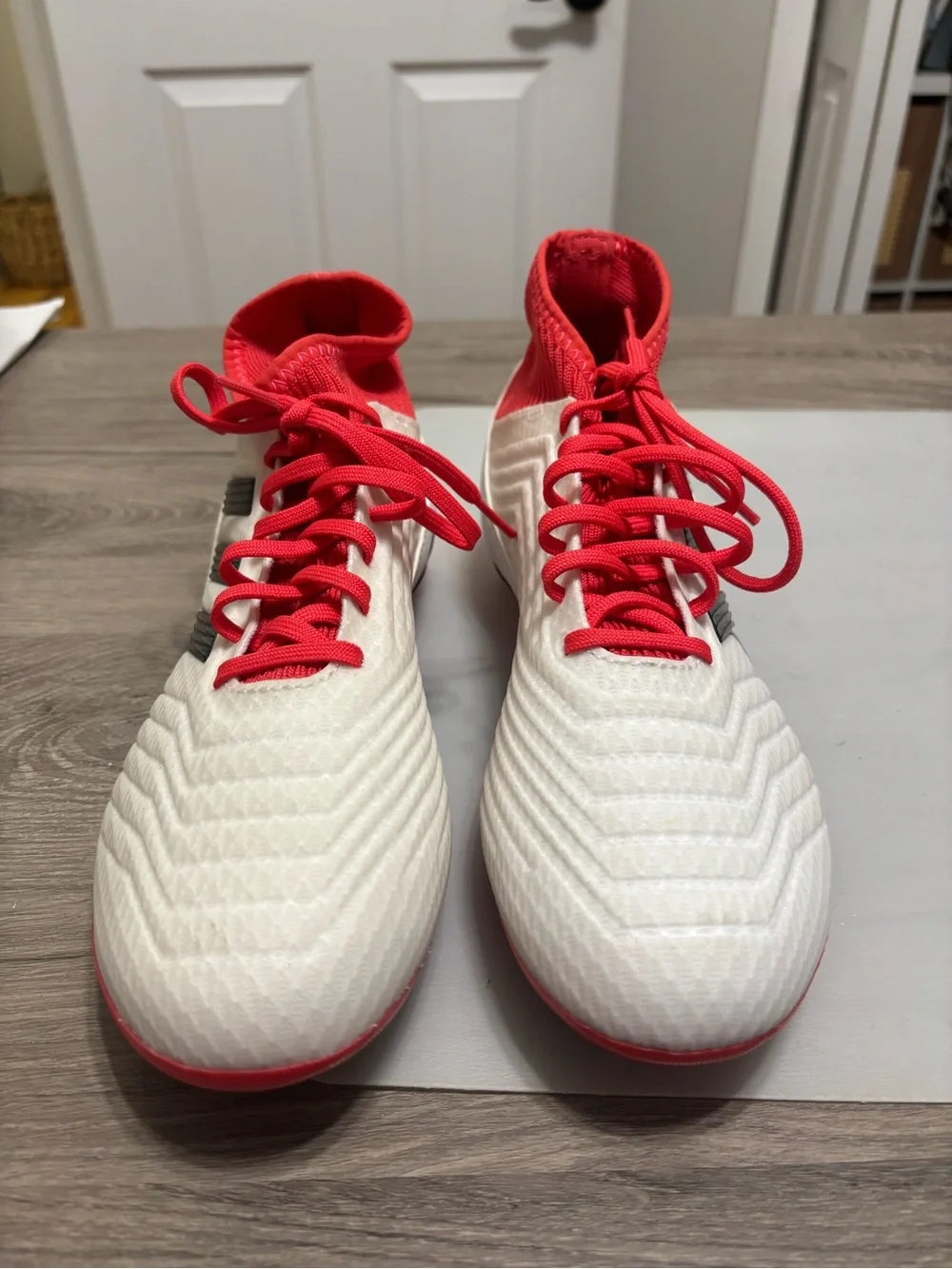 adidas White and Red Athletic Soccer Shoes size 7.5